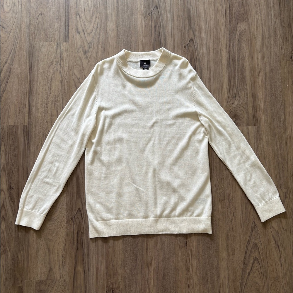 H&M Men's Off-White Crewneck Sweater
